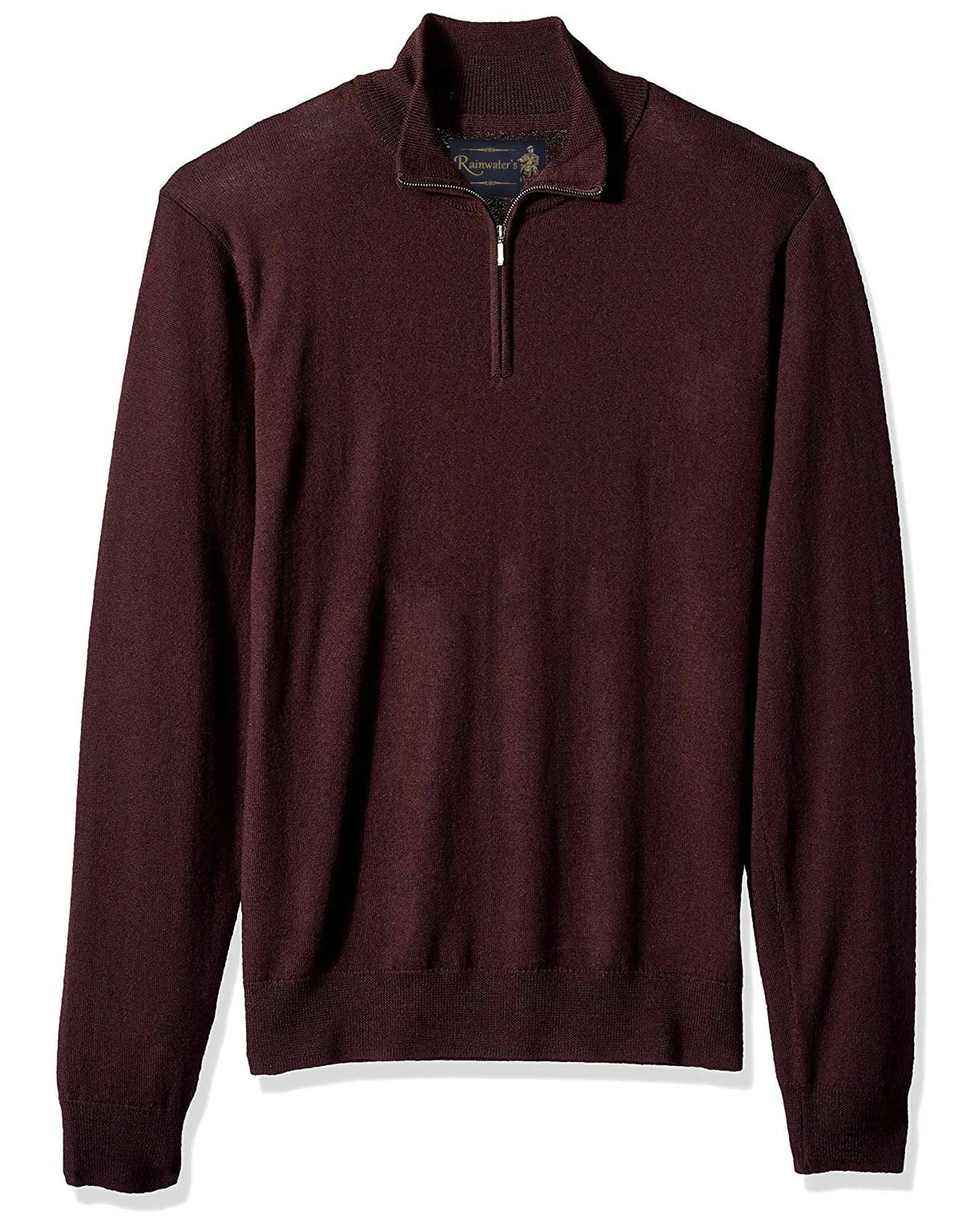 1/4 Zip Mock Sweater in Burgundy 100% Merino Wool