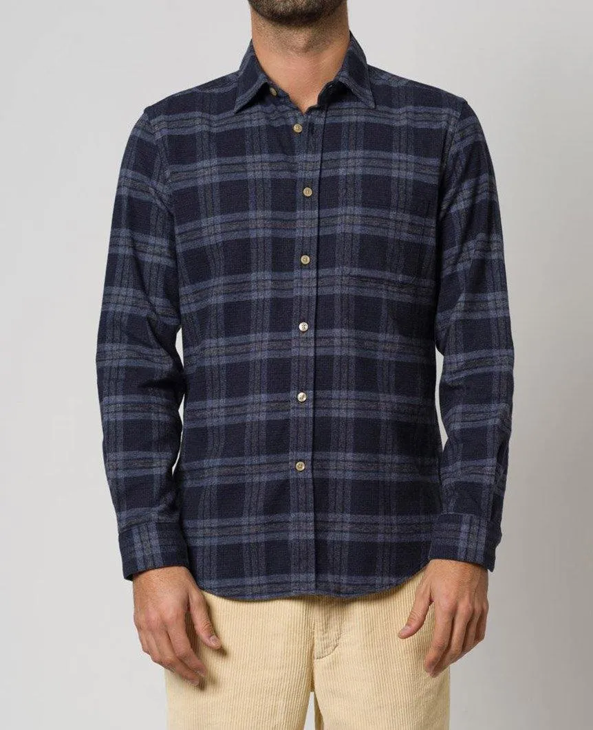 Abstract Navy Long Sleeve Buttondown Shirt