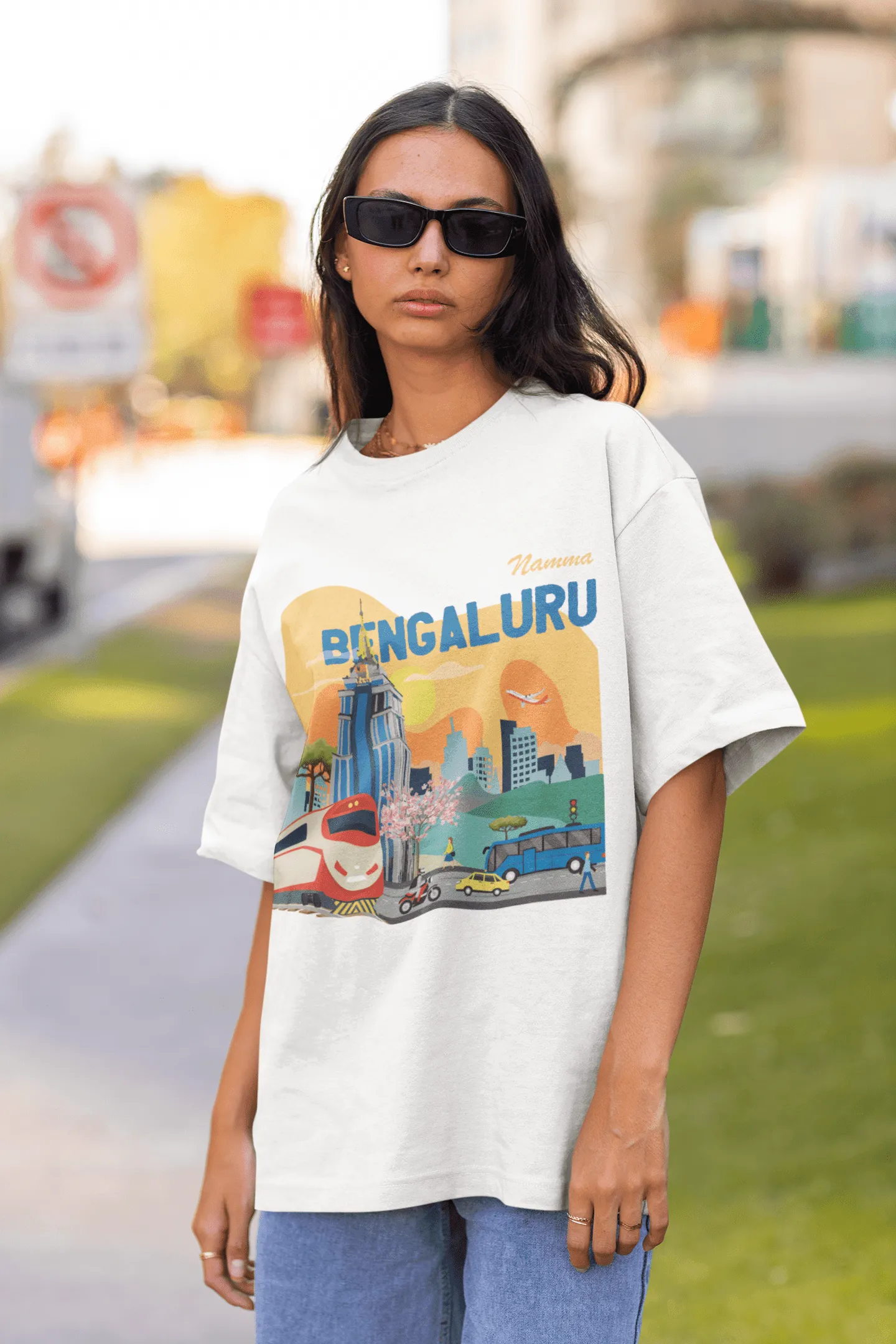 Bengaluru Hub White Unisex Oversized T-Shirt