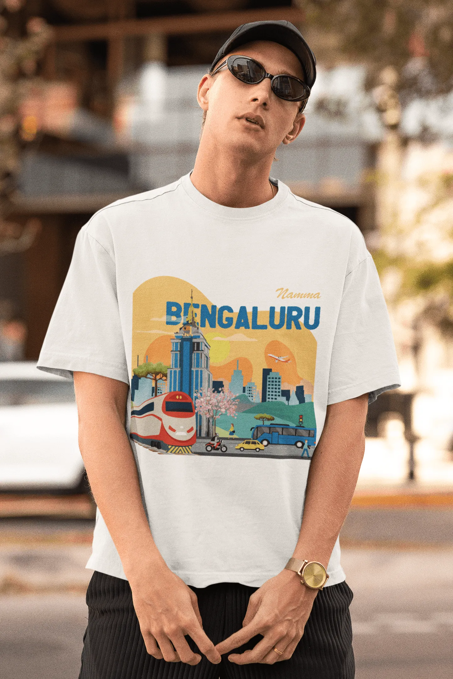 Bengaluru Hub White Unisex Oversized T-Shirt