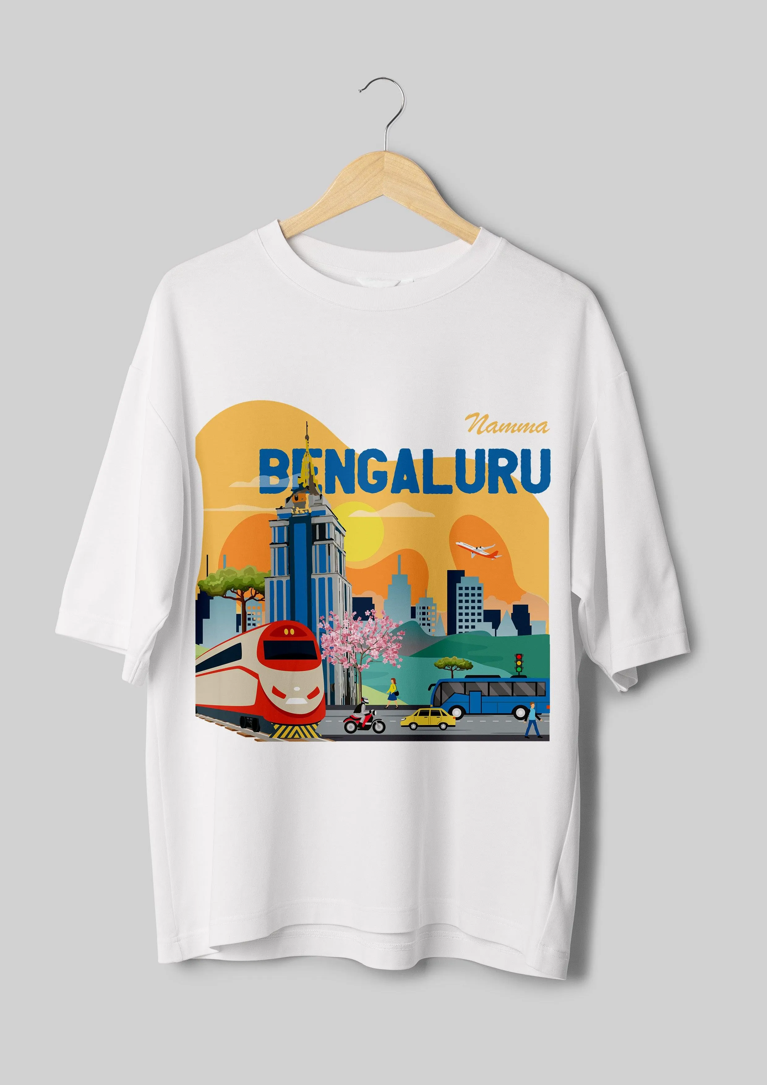 Bengaluru Hub White Unisex Oversized T-Shirt