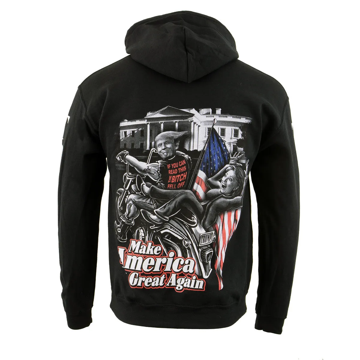 Biker Clothing Co. BCC118012 Men's Black 'Make America Great Again' Motorcycle Hoodie