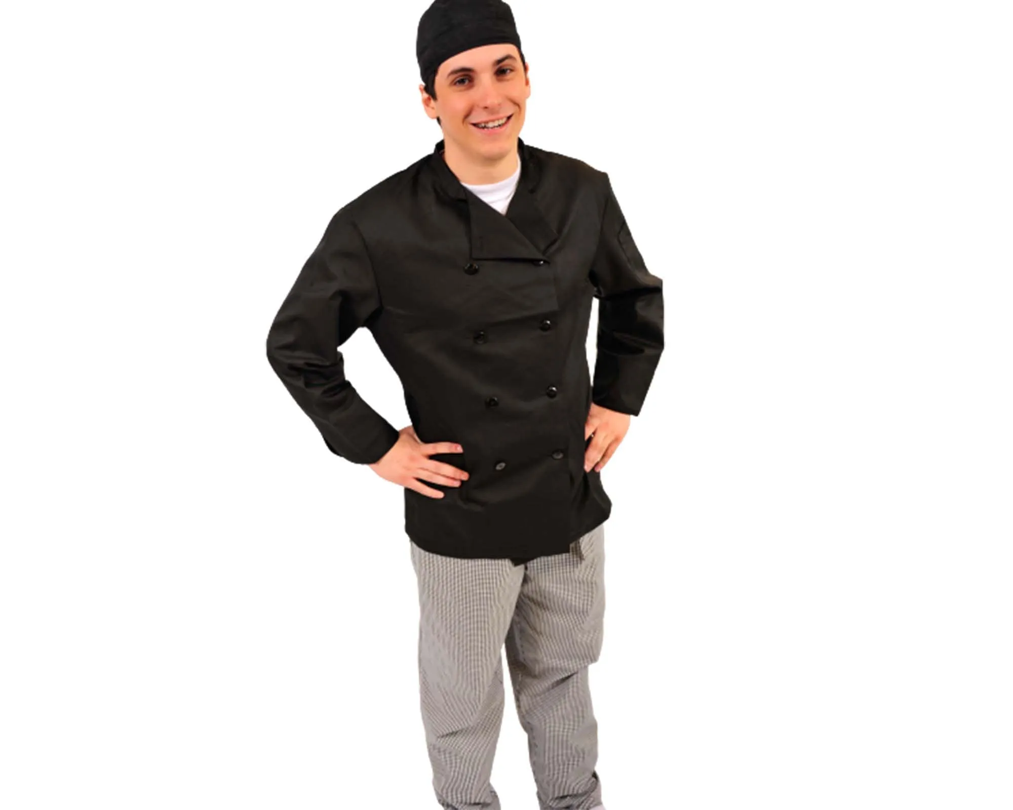 Black Chef Coat with Plastic Buttons