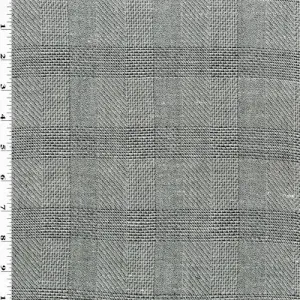 Black/White/Gray Wool Dobby Plaid Suiting Fabric