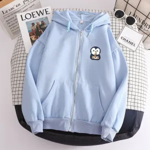 Boba Lovin Penguin Soft Zip-Up Hoodie