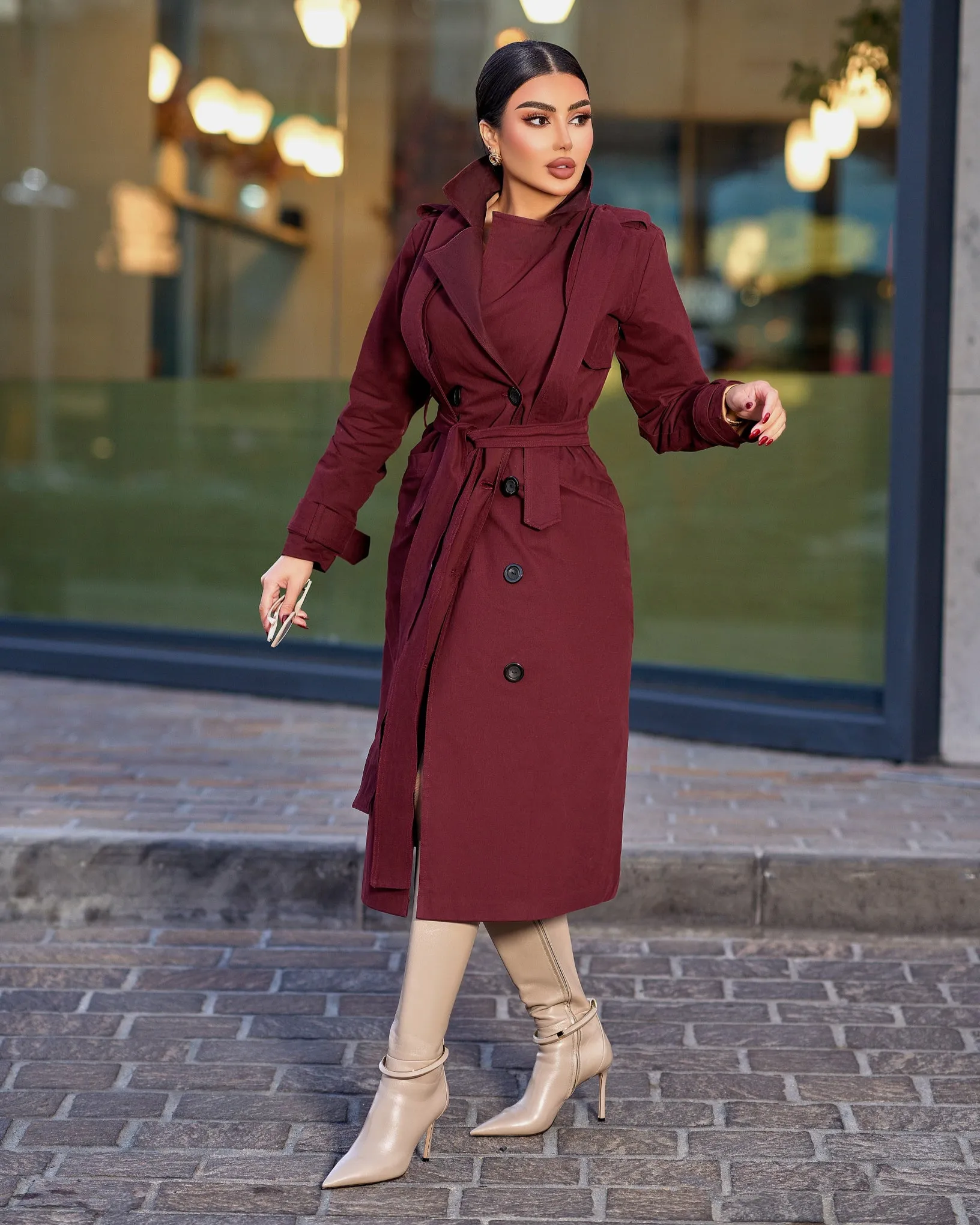 Burgundy Trench Coat