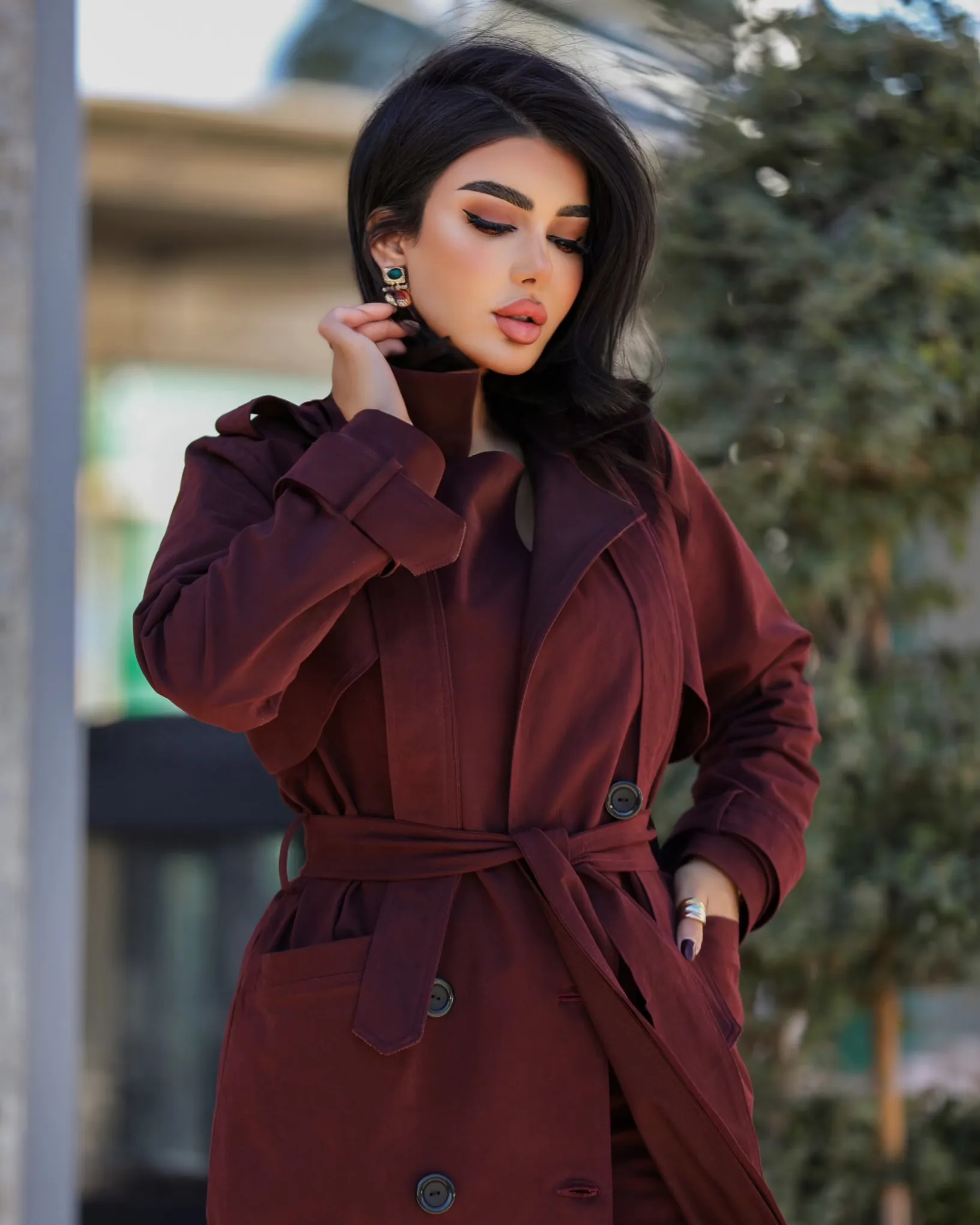 Burgundy Trench Coat