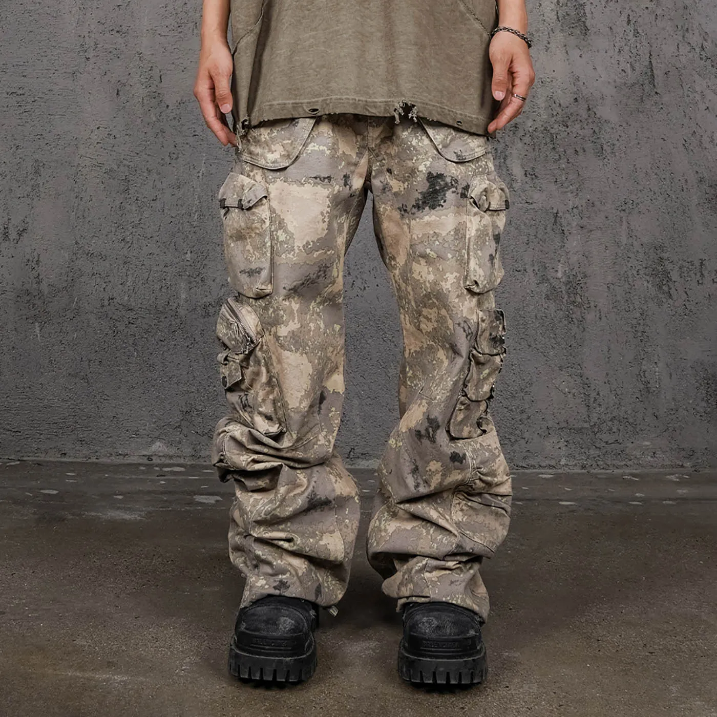 Camo Stacked Cargo Pants