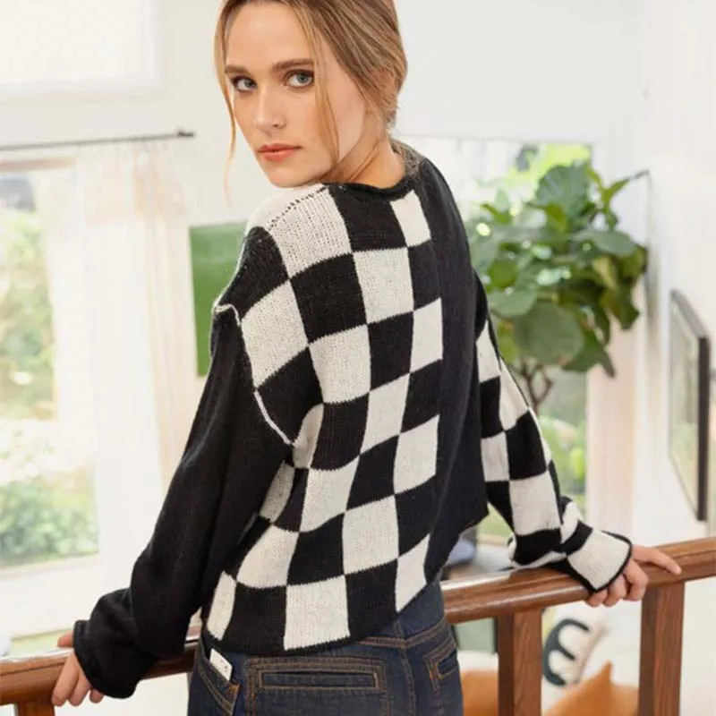 Checkerboard Sleeve Sweater