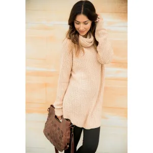 Chunky Knit Cowl Neck Tunic