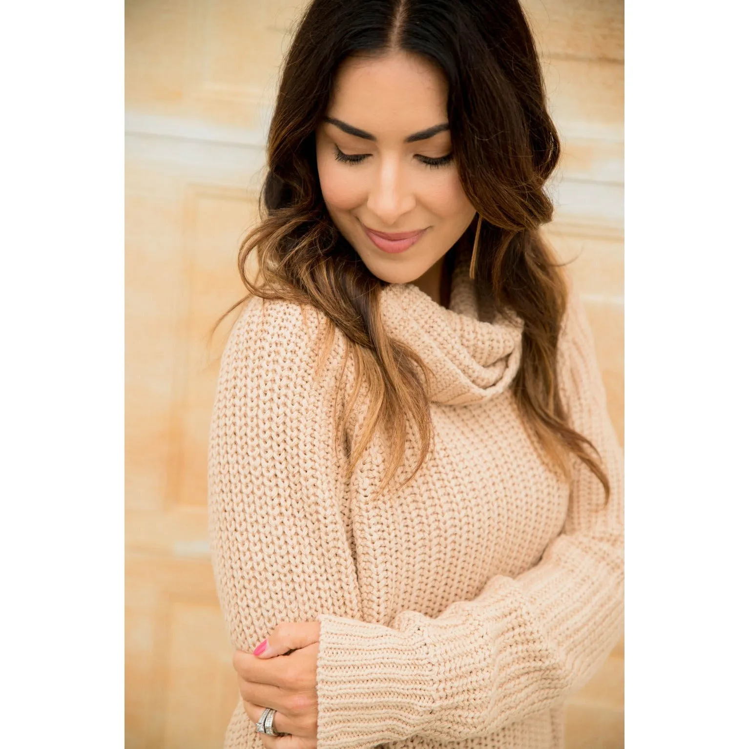 Chunky Knit Cowl Neck Tunic