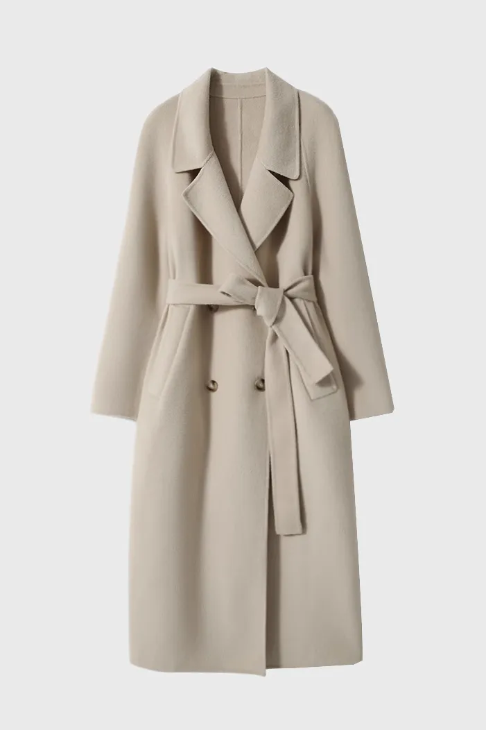 Classic Double Breasted Wool Trench Coat