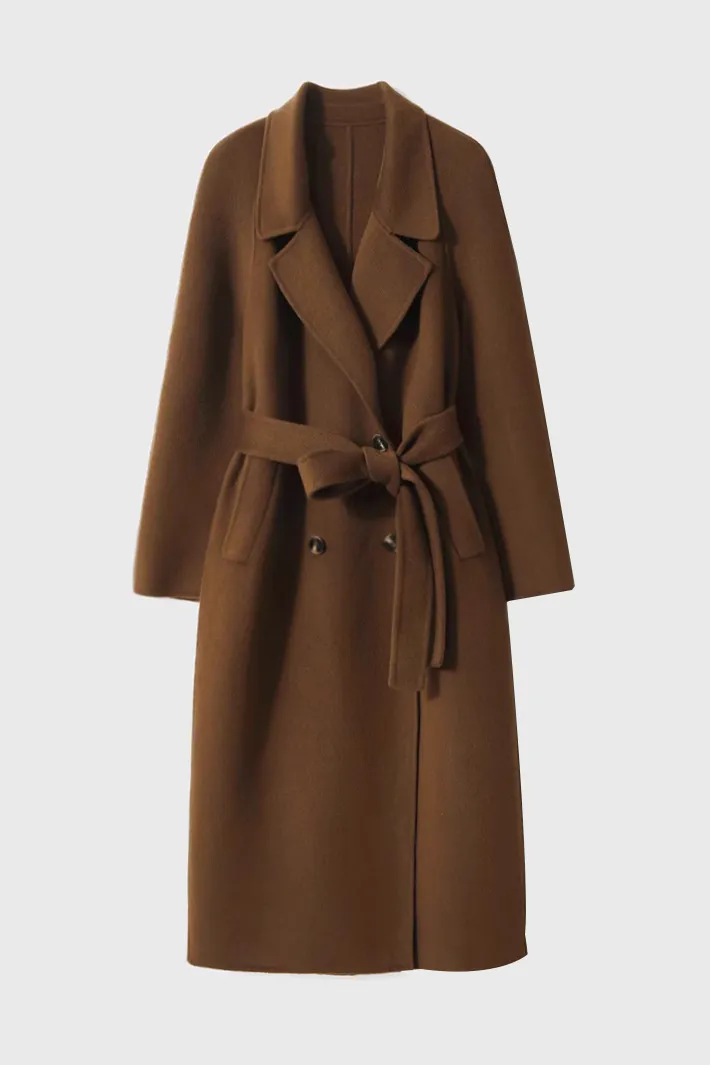 Classic Double Breasted Wool Trench Coat