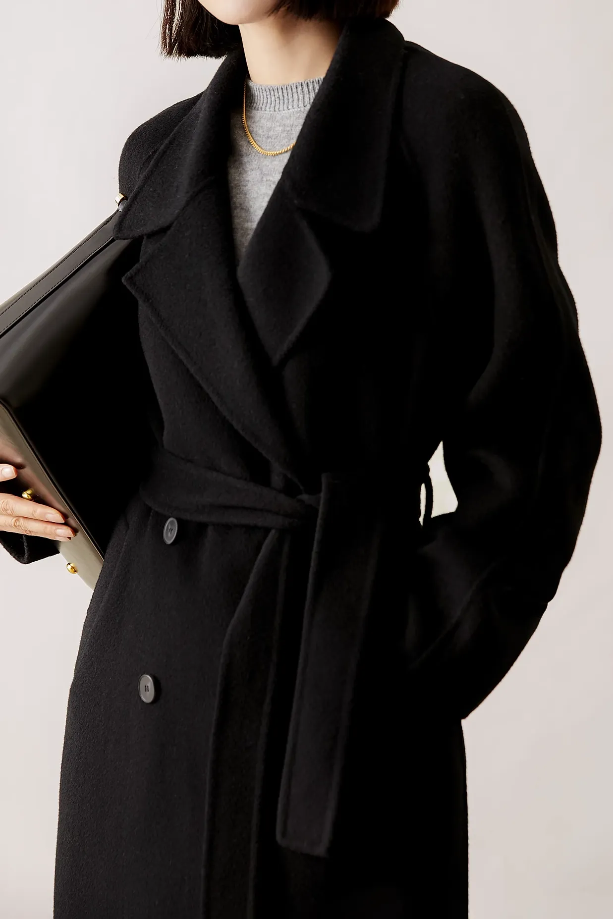 Classic Double Breasted Wool Trench Coat