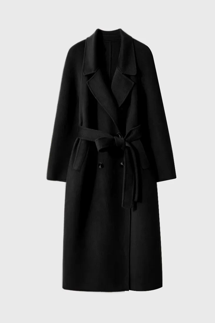 Classic Double Breasted Wool Trench Coat