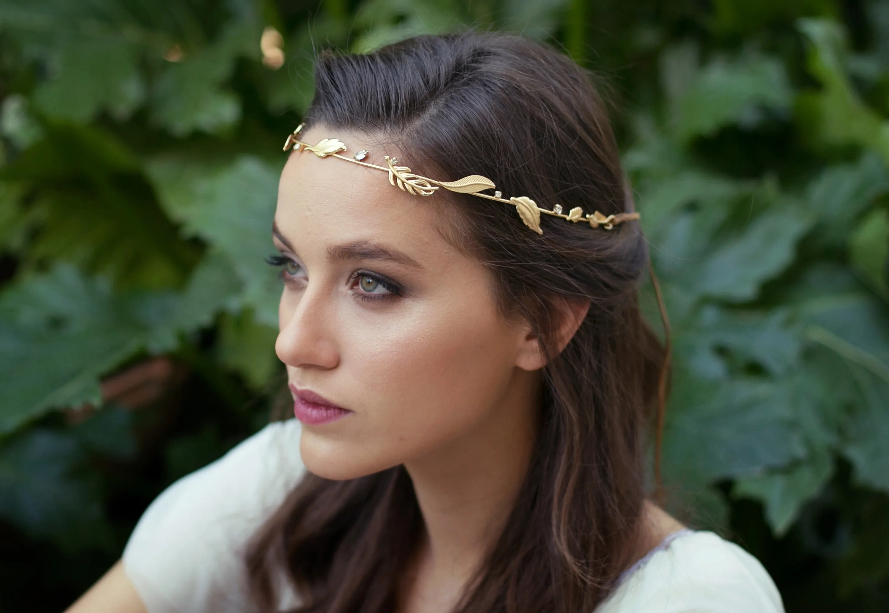 Crystals & leaves wreath