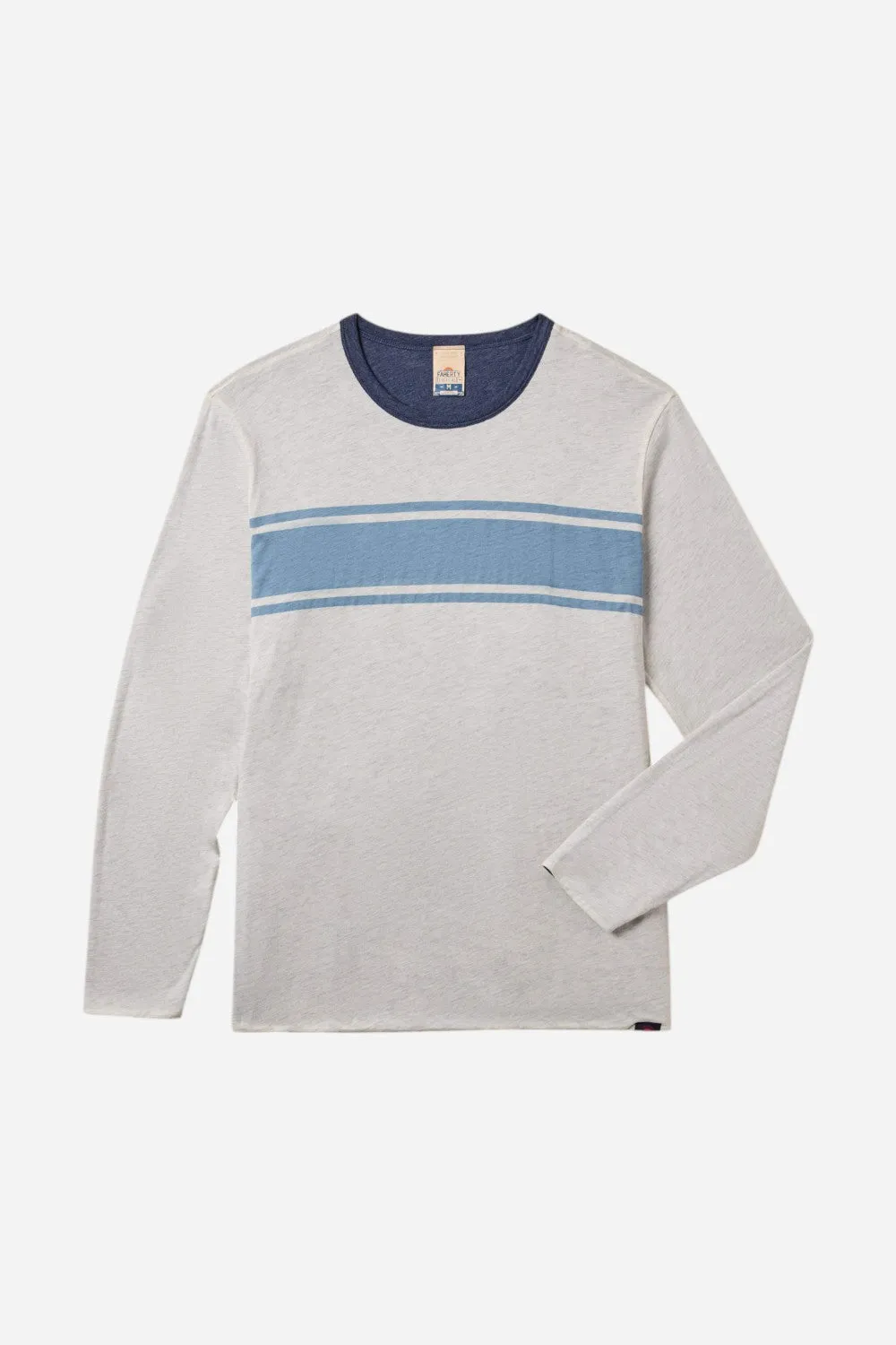 Faherty Long Sleeve Cloud Reversible Crew in Ivory Heather