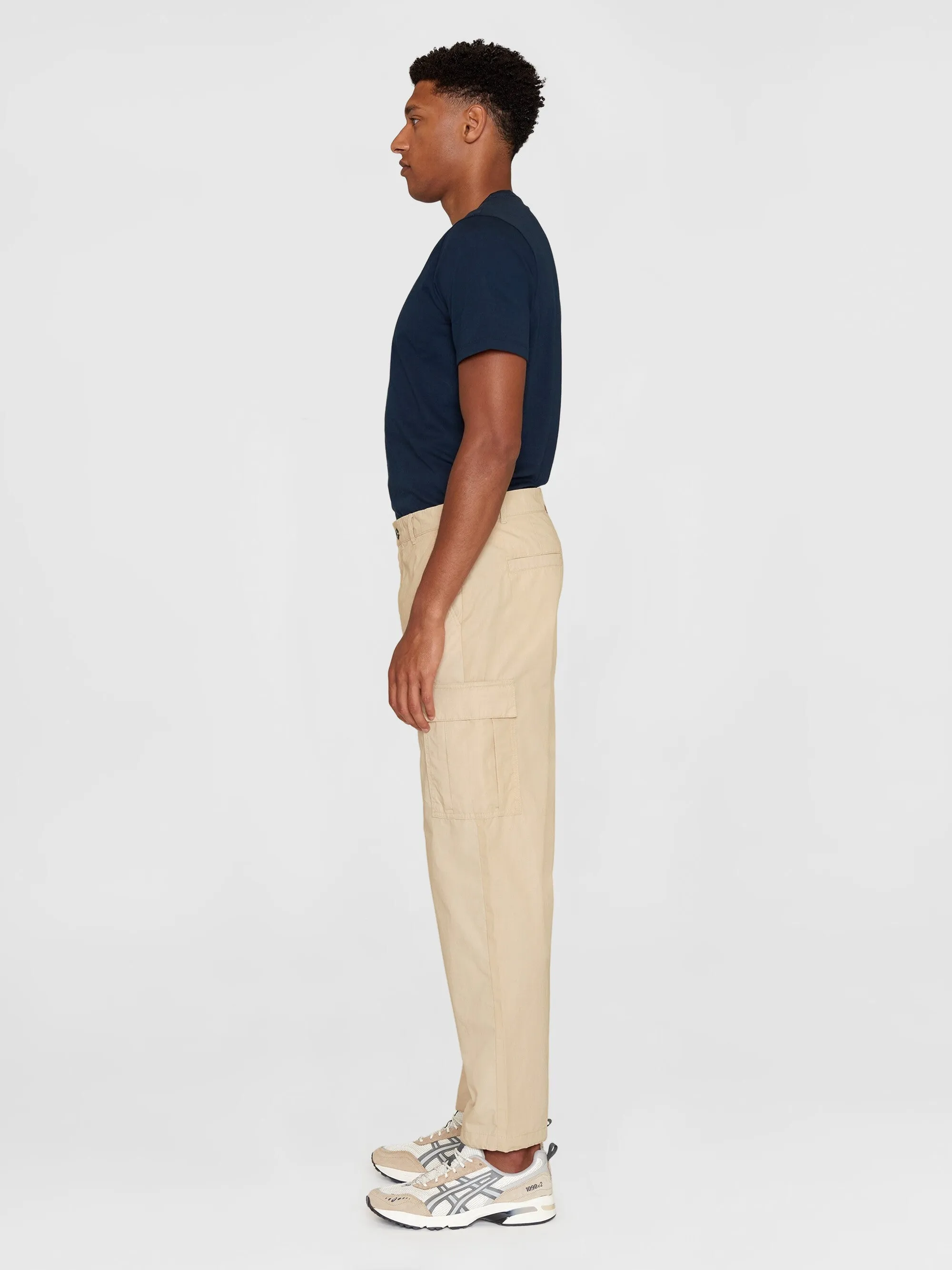 FIG loose cargo poplin pants - GOTS/Vegan - Light feather gray