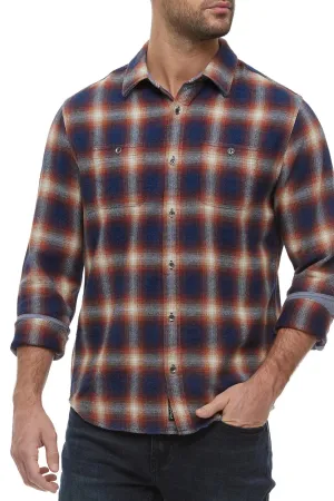 Flag & Anthem Allendale Long Sleeve Vintage Wash Flannel Shirt in Navy/Rust