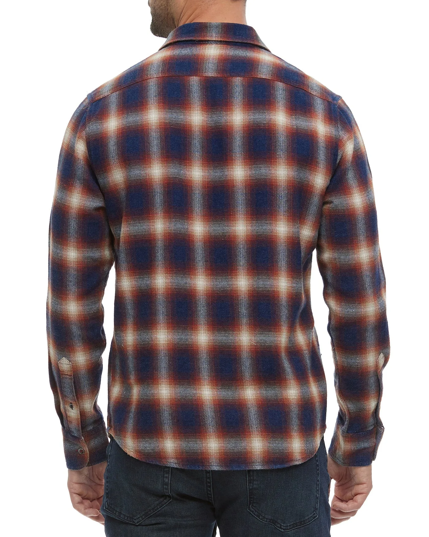 Flag & Anthem Allendale Long Sleeve Vintage Wash Flannel Shirt in Navy/Rust