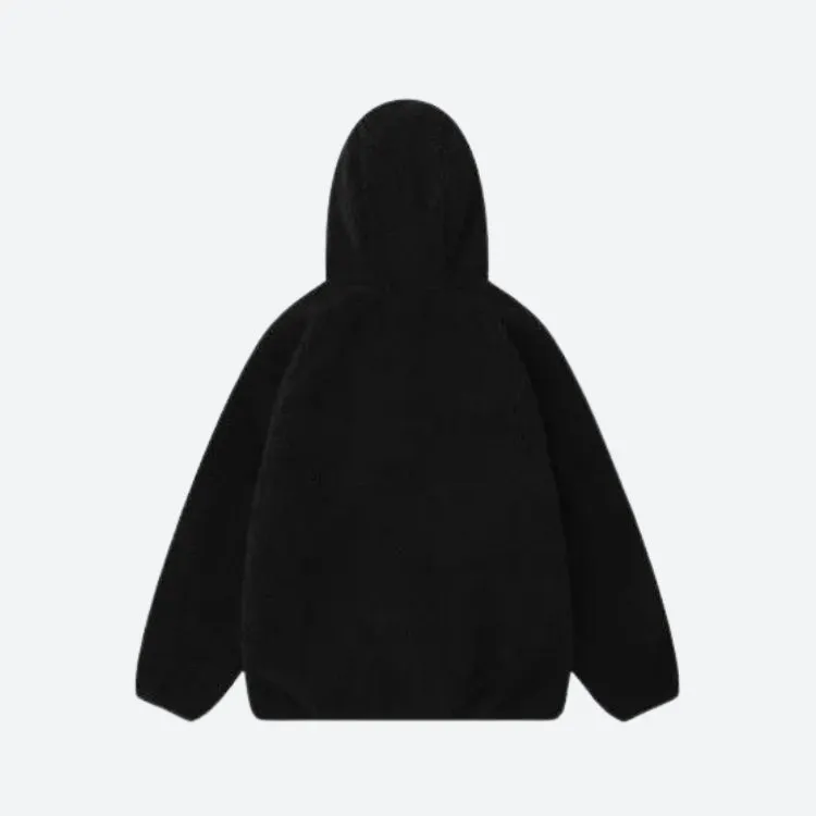 Funnel Neck Zip-Up Teddy Hoodie