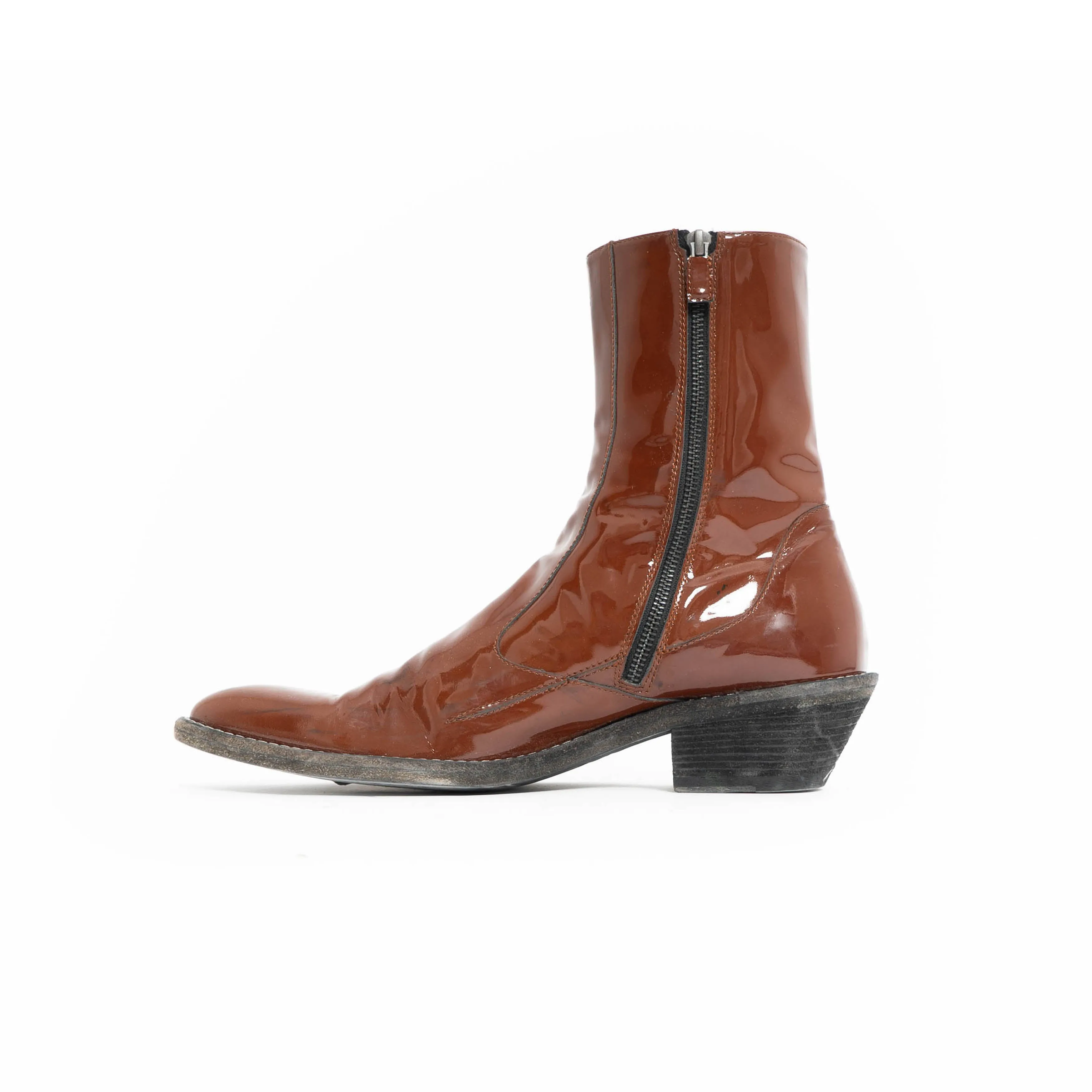 FW19 Brown Patent Leather Western Boots