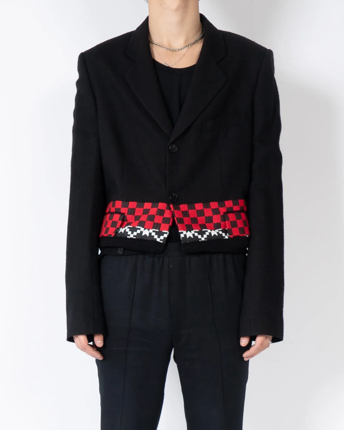 FW19 Red Checkered Embroidered Blazer