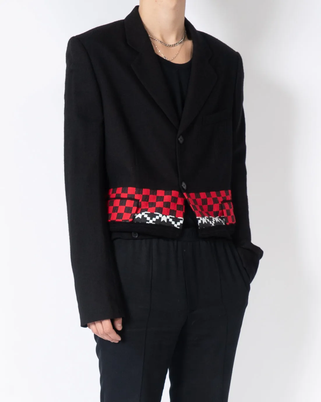 FW19 Red Checkered Embroidered Blazer