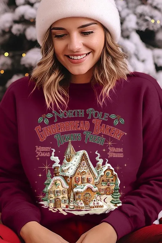 Gingerbread Bakery Graphic Fleece Sweatshirts