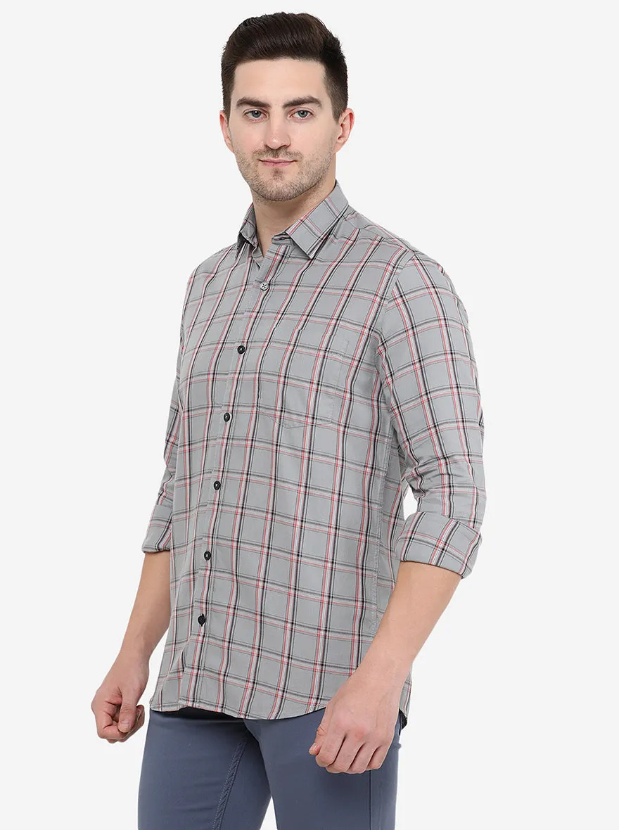 Grey Checked Smart Fit Casual Shirt | Greenfibre