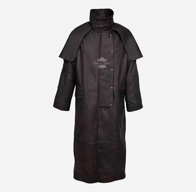 HORSEMEN'S Duster Coat Men's Riding Leather Long Coat