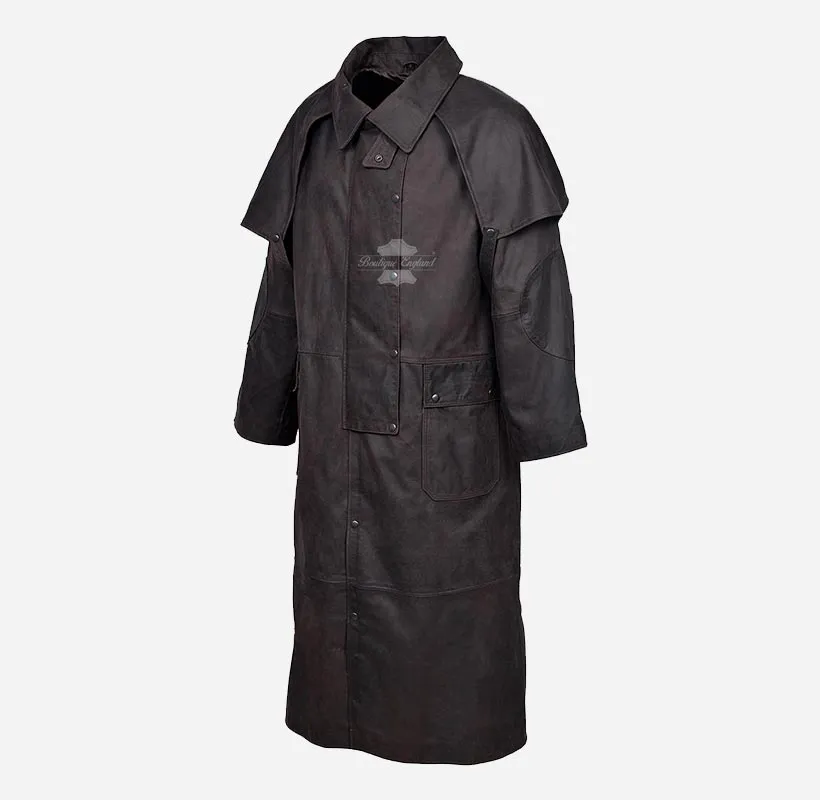 HORSEMEN'S Duster Coat Men's Riding Leather Long Coat