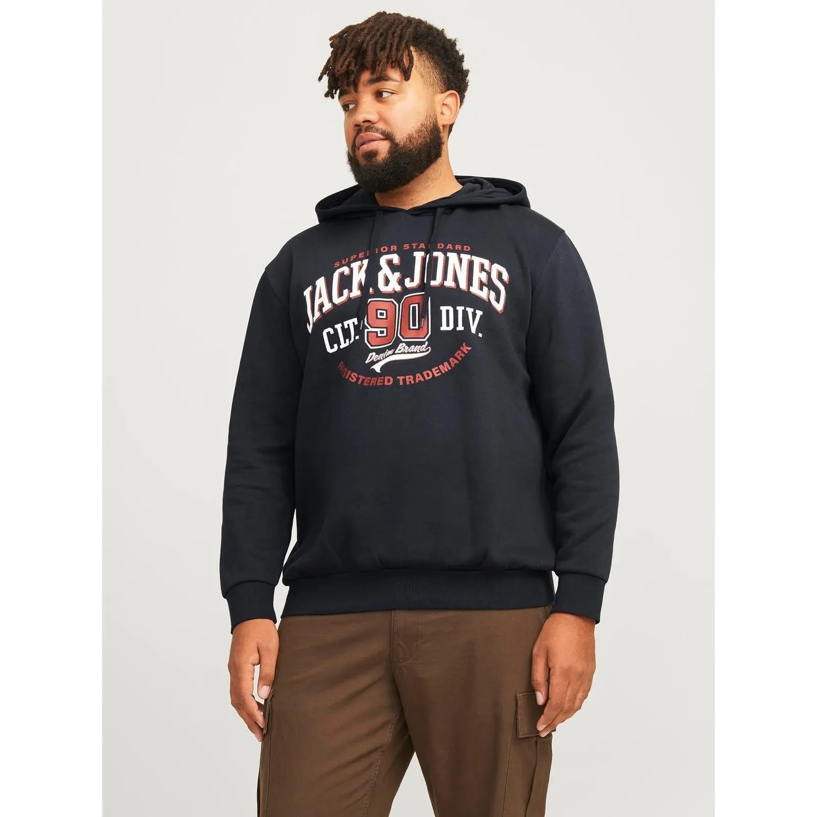 Jack & Jones Mens Logo Big & Tall Pullover Hoodie