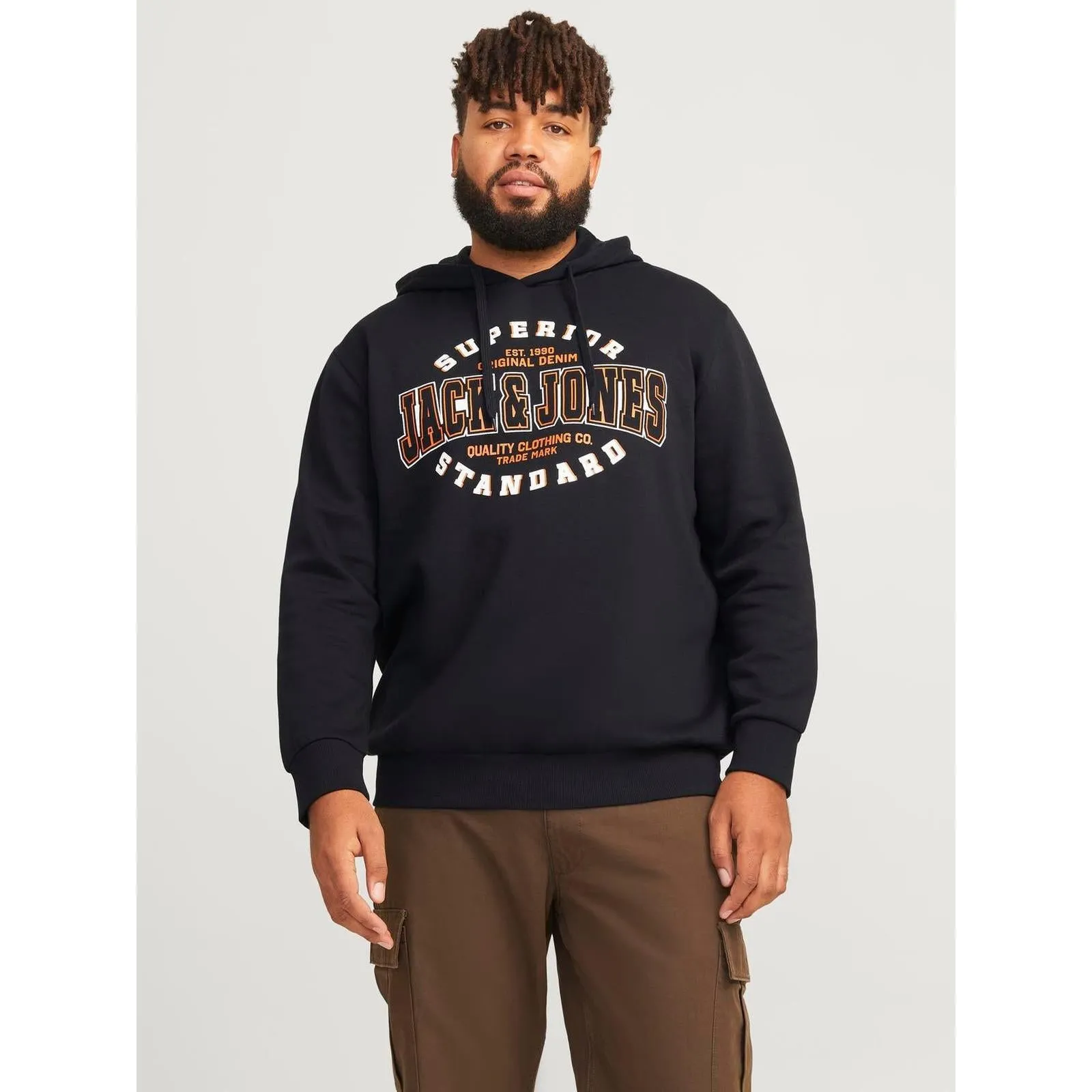 Jack & Jones Mens Logo Big & Tall Pullover Hoodie