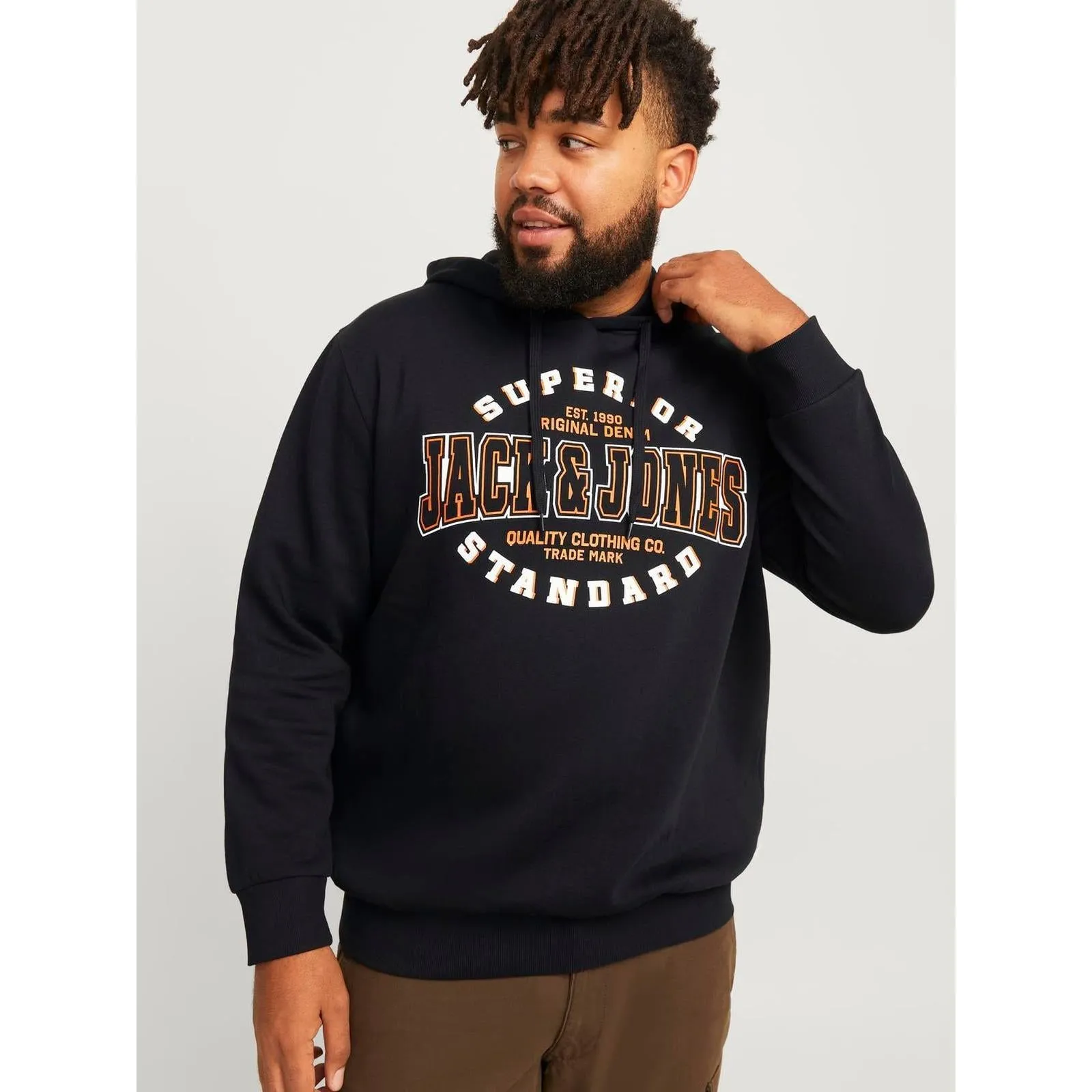 Jack & Jones Mens Logo Big & Tall Pullover Hoodie