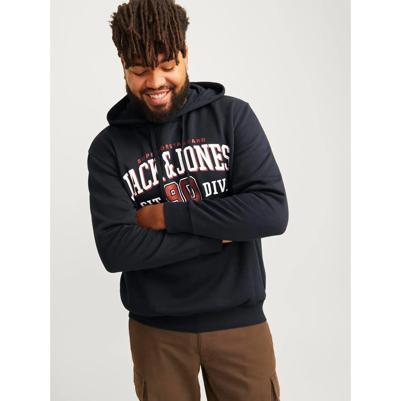 Jack & Jones Mens Logo Big & Tall Pullover Hoodie