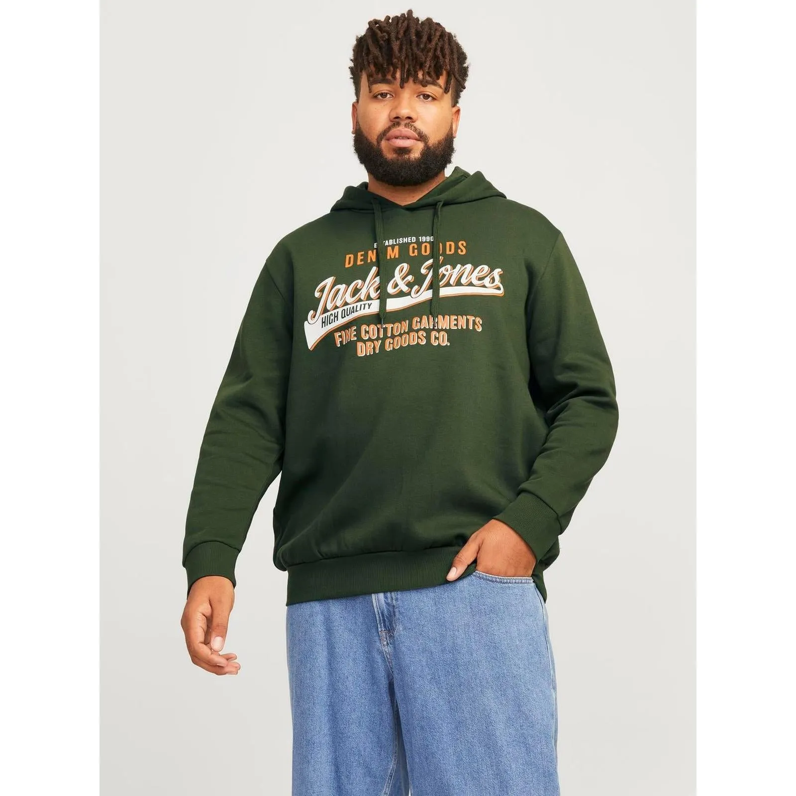 Jack & Jones Mens Logo Big & Tall Pullover Hoodie