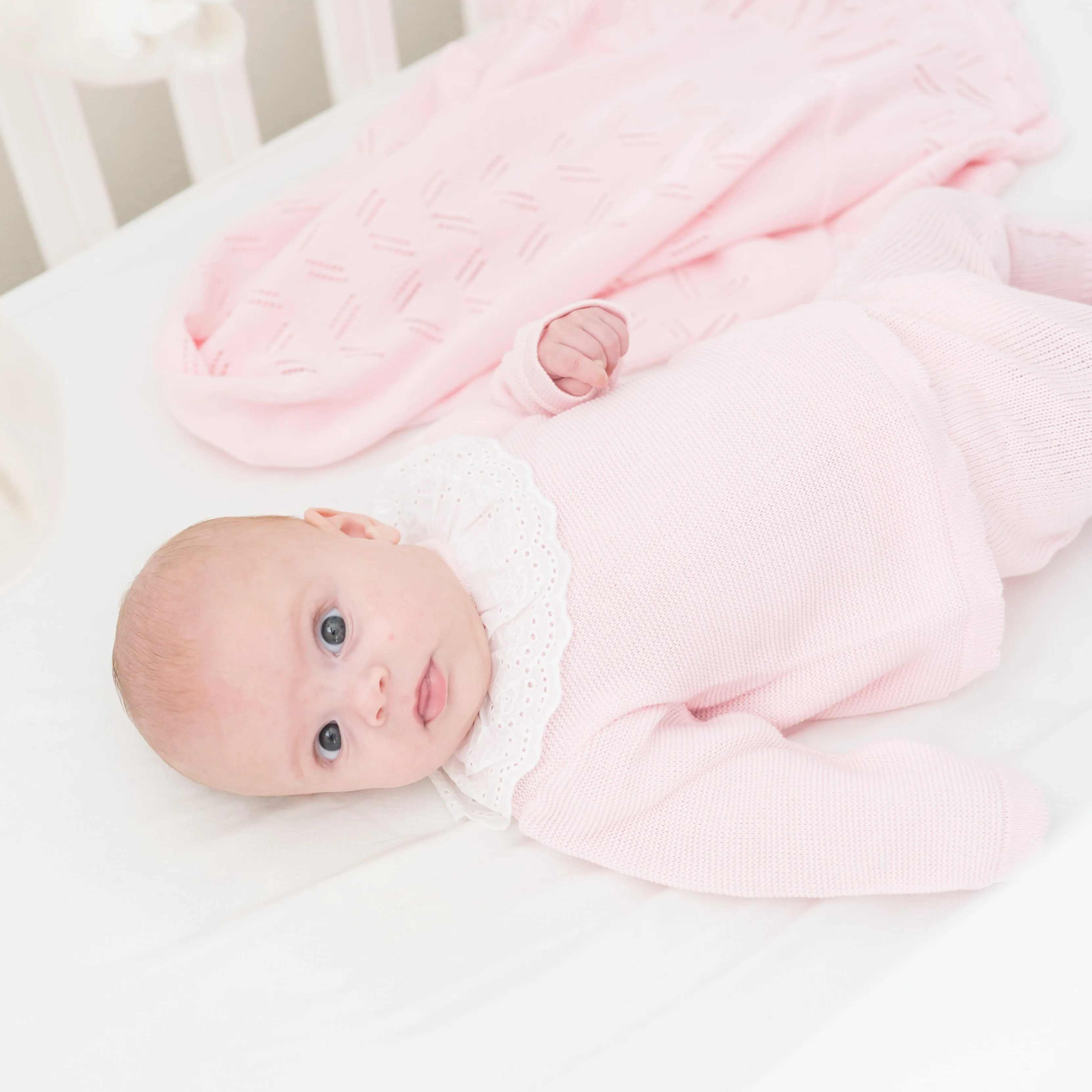 Knit Baby Girl Sweater & Stockings Set - Pink