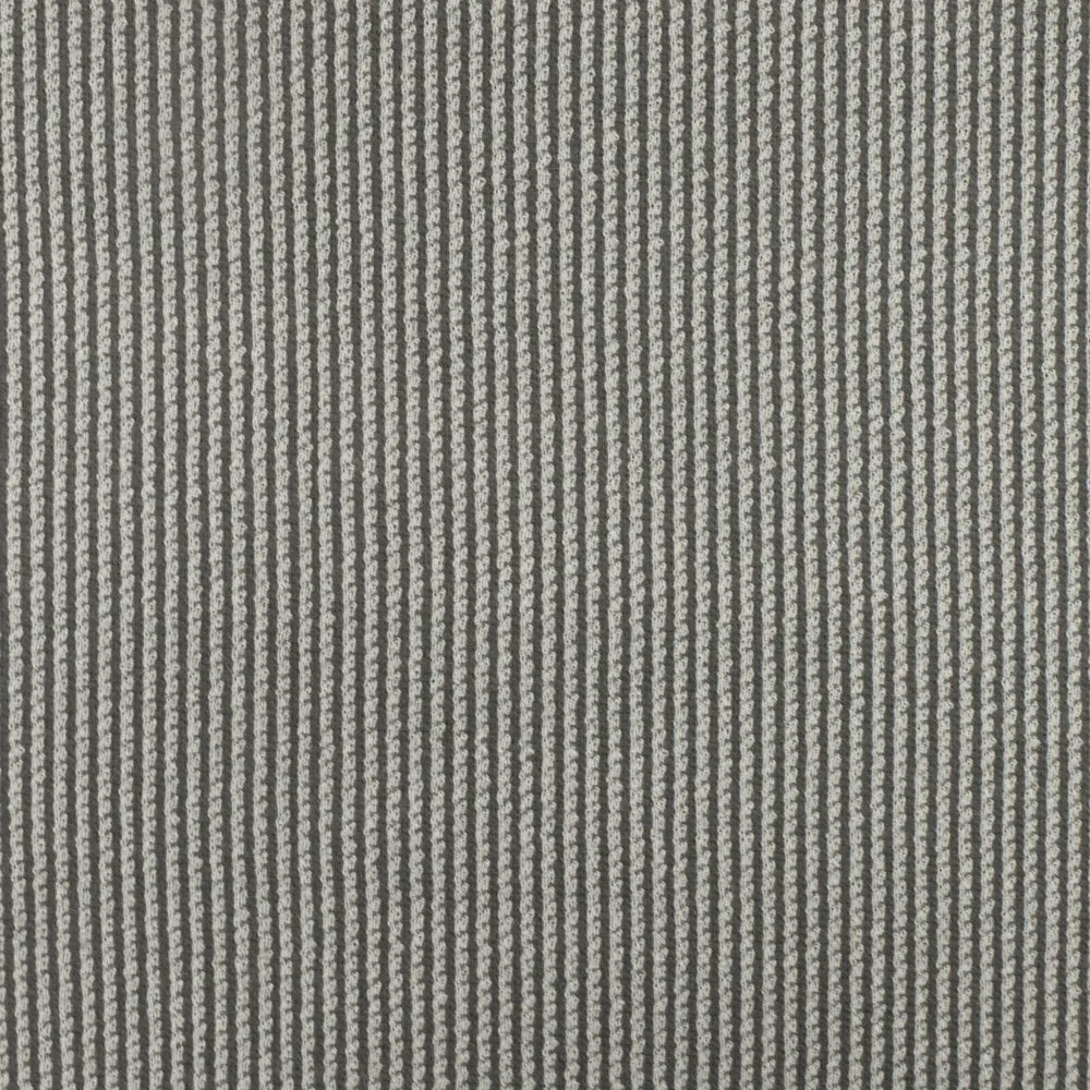 Light Gray-Gray Stripe Textured Wool Cotton Double Knit Fabric