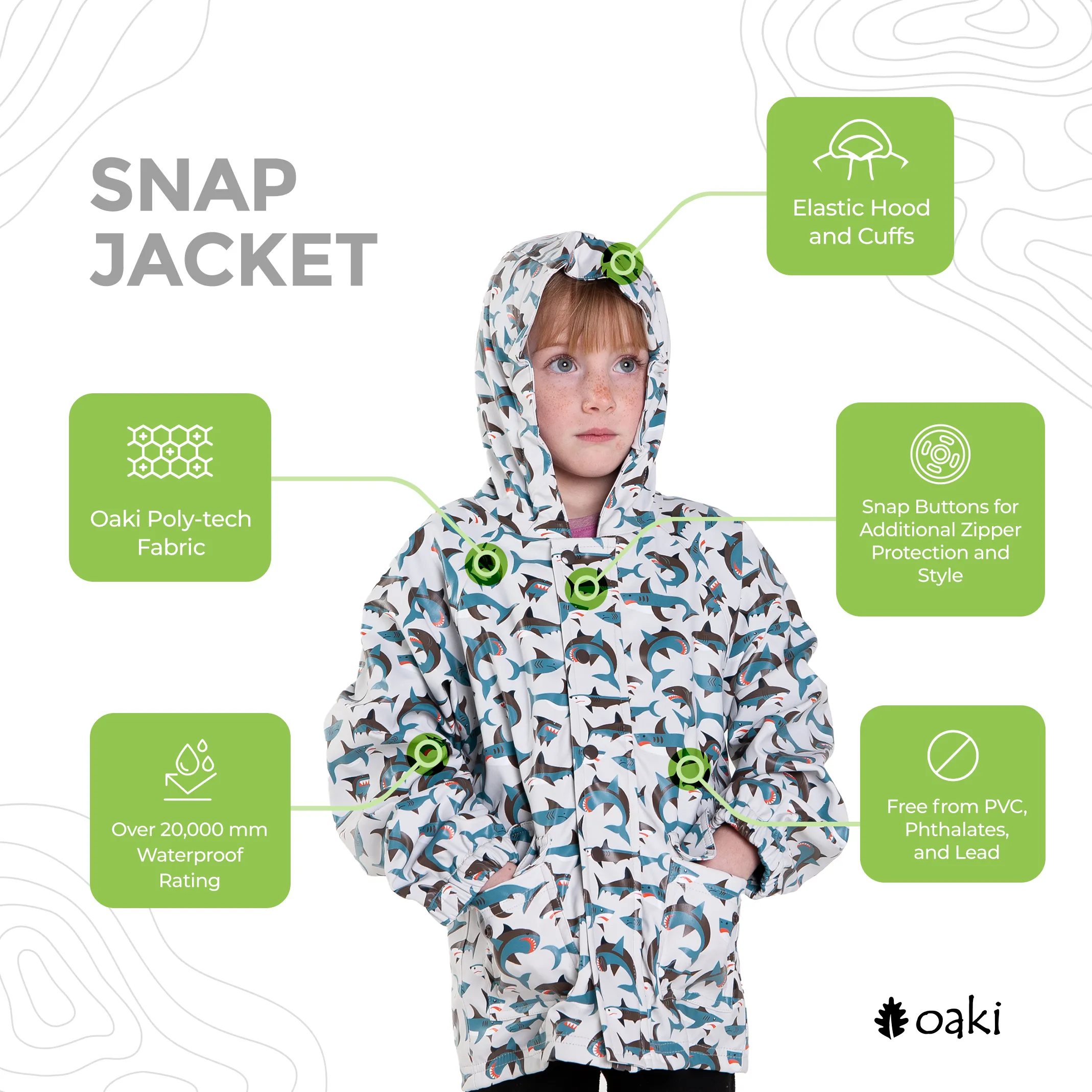 Lined Rain Jacket, Shark Frenzy (runs large, recommend sizing down)