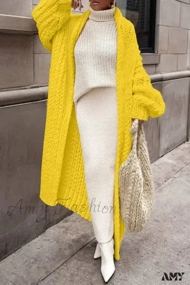 Loose Knitted Cardigan Women 2024 Autumn Winter Elegant Long Outerwear Stylish Chic Cozy Comfortable Sweater