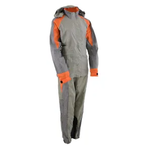 Milwaukee Leather SH2336SGO Women's Gray and Orange Rain Suit Water Resistant with Reflective Piping