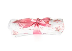 Minifin Bird Print Jersey Wrap - White/Pink