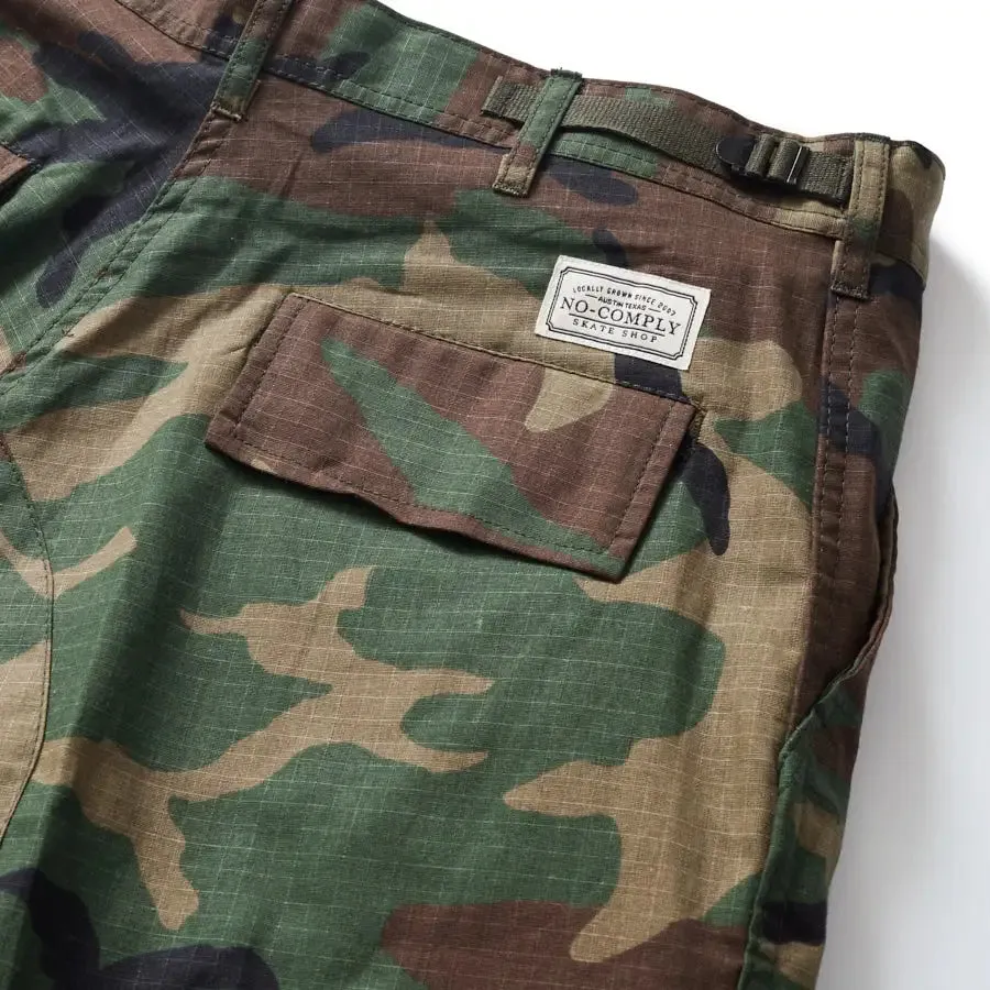 No-Comply Rip Stop Cargo Skate Pants - Woodland Camo