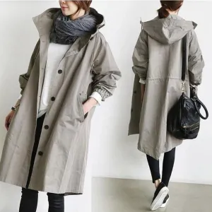 Purpdrank - Fashion Womens Trench Coats Hooded Long  Spring Autumn Windproof Lady Female Casual Clothes 8 Color Windbreaker Korean Style