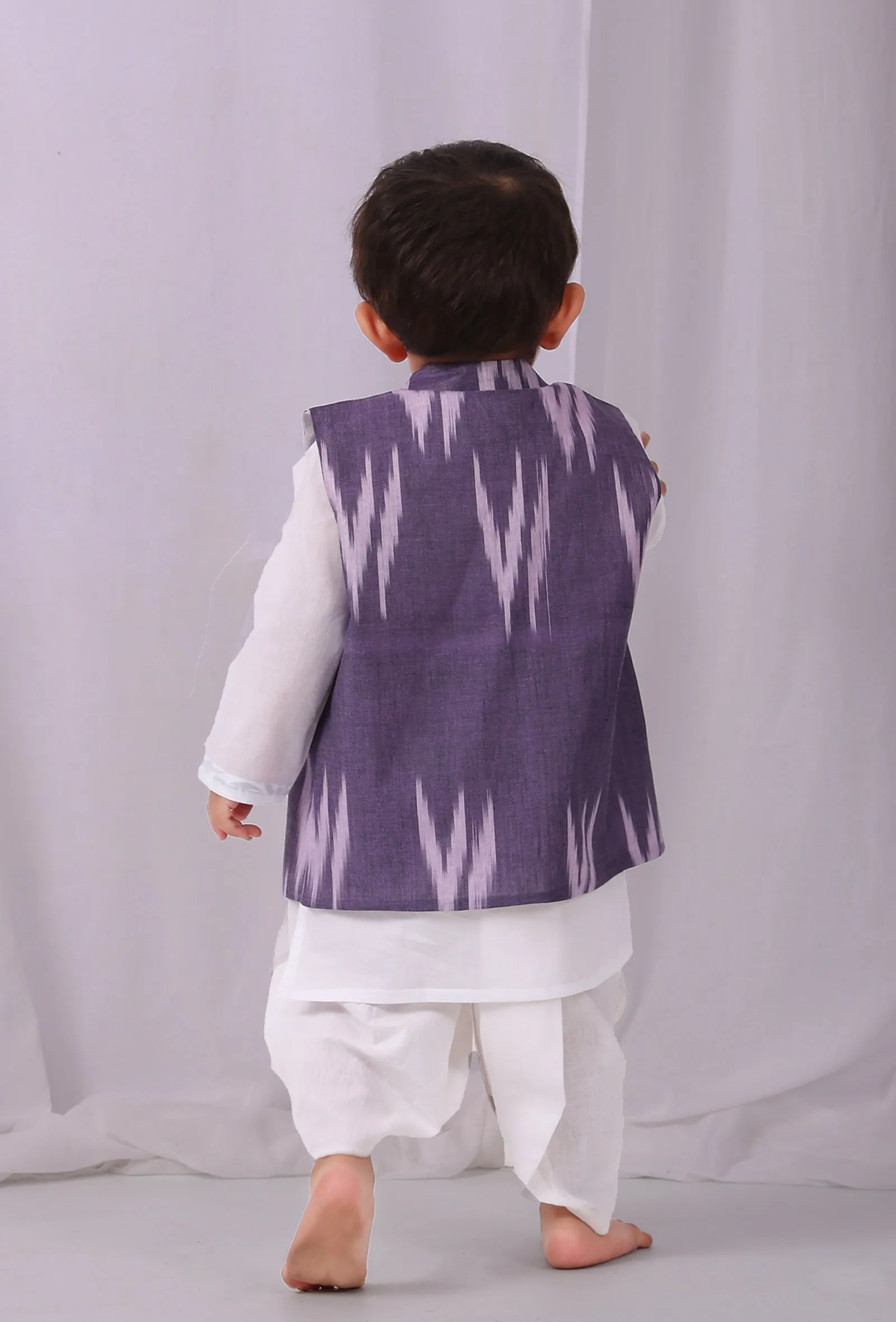 Purple Ikat Nehru Jacket