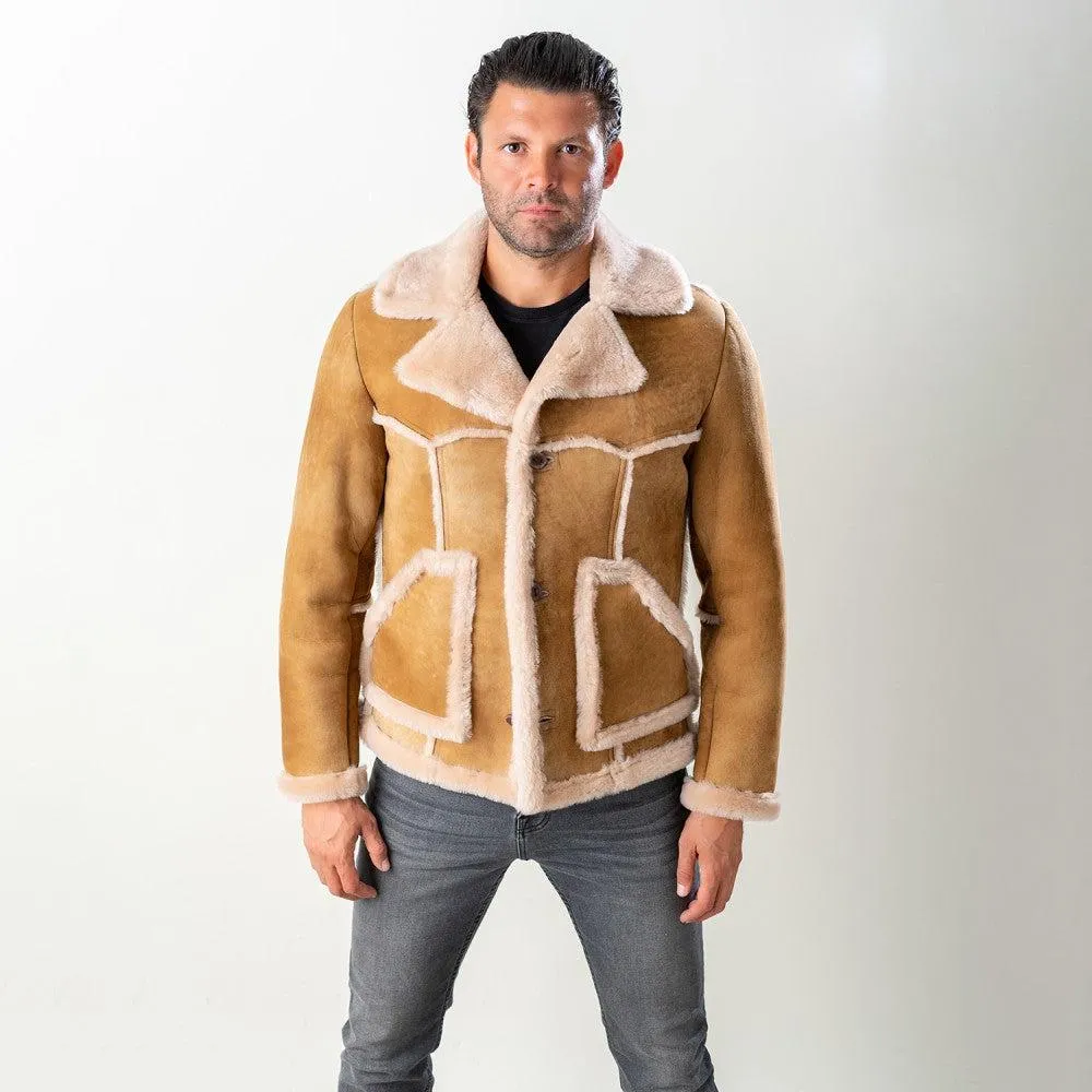 RC1 - Cuadra abstract western cowboy shearling sheepskin jacket for men