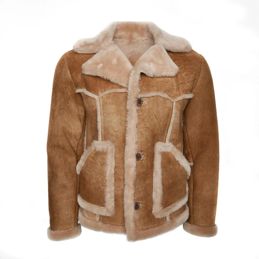 RC1 - Cuadra abstract western cowboy shearling sheepskin jacket for men