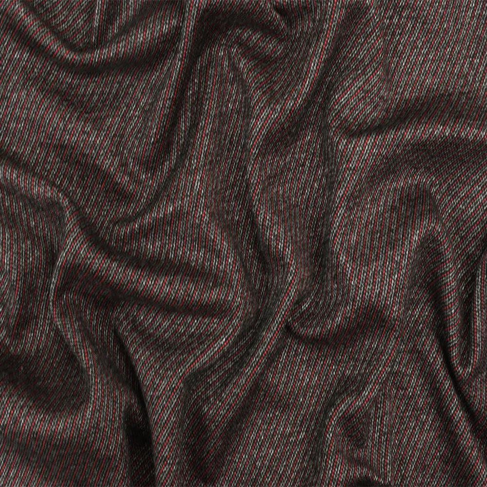 Red-Black-White Texture Twill-Like Stretch Double Knit Fabric