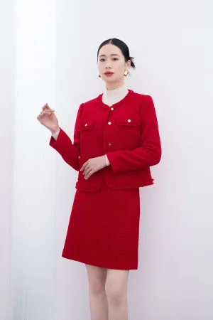 Red Tweed Ruffles Coats